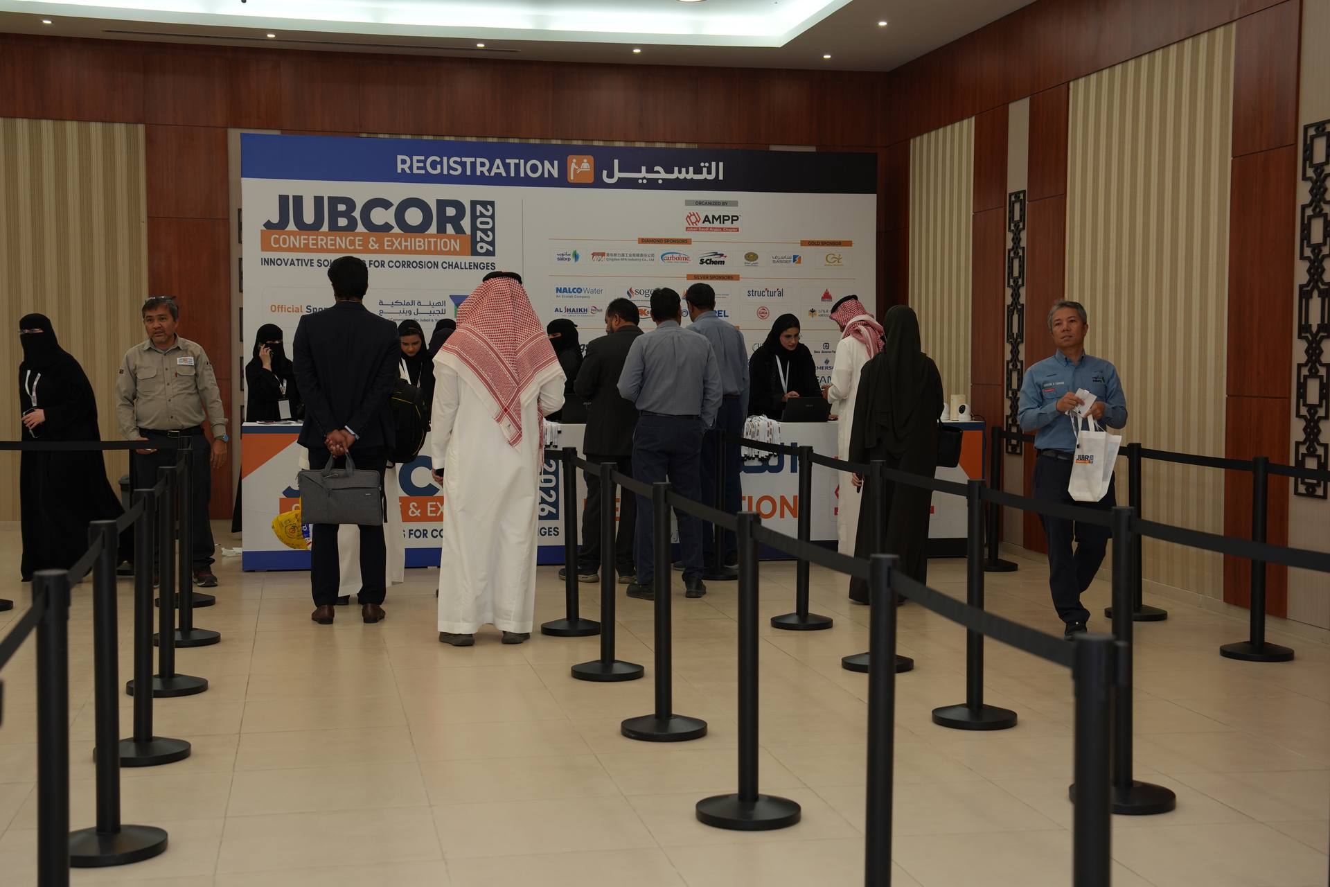 Registration area with queue of delegates